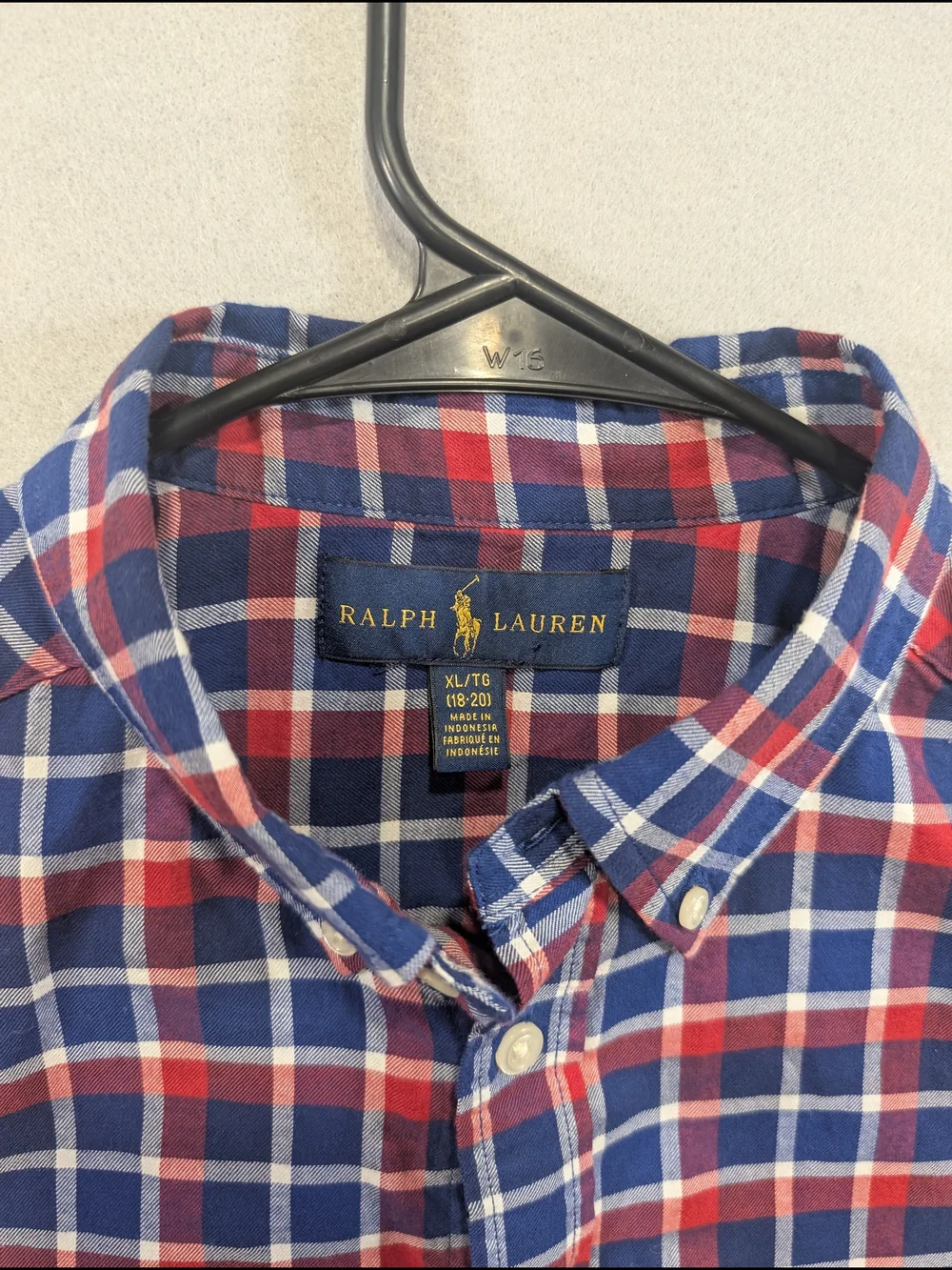 Ralph Lauren Red, Blue & White Plaid Button-Down Shirt Boys XL